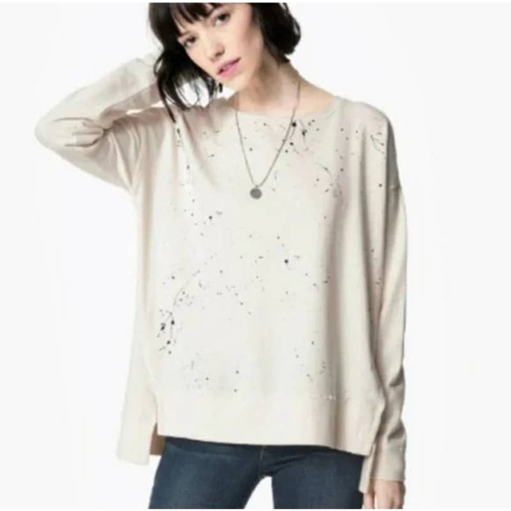 Joe's Jeans Mackensie Paint Splatter Pure Cotton Oversized Pullover Sweater